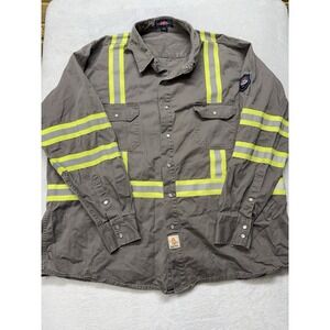 BOCOMAL FR 4XL Shirt High Visibility Button Down Gray Welding/Electrical FR